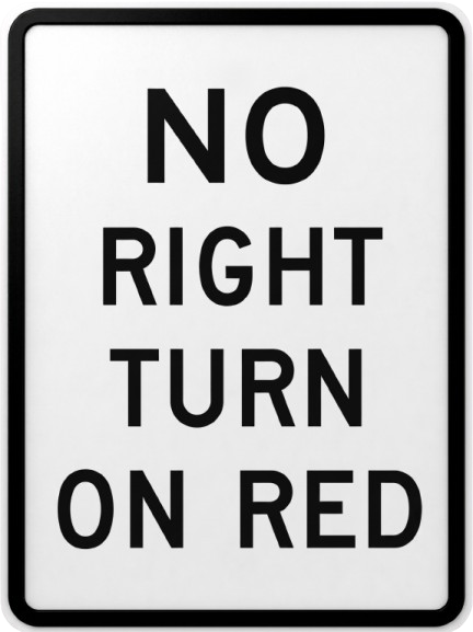 Virage à droite au rouge interdit road sign