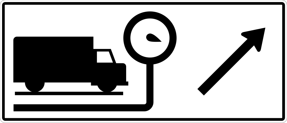 Truck weigh scale at exit road sign