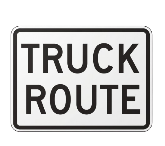 Truck route road sign