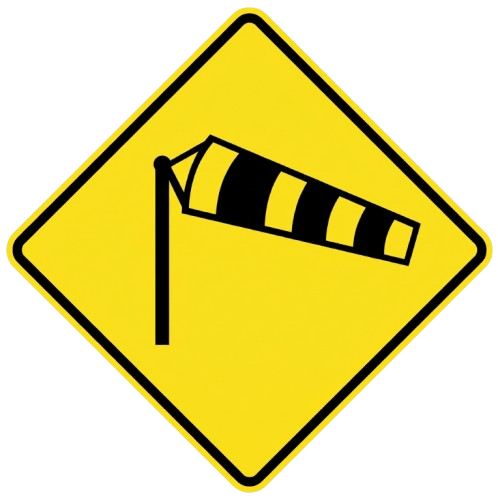 Crosswinds / gusty winds road sign