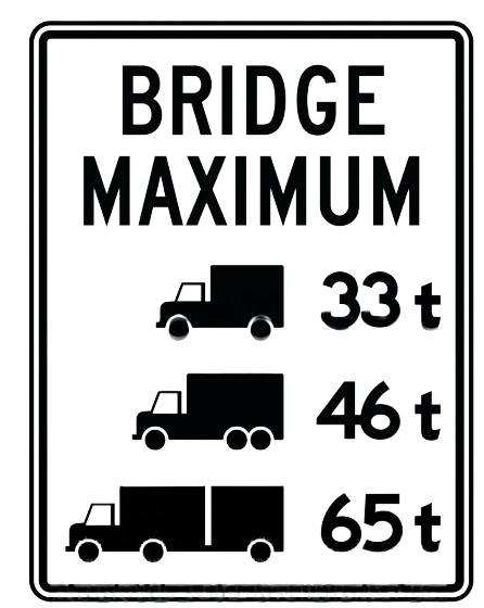 Limite de poids — pont road sign