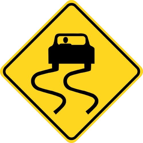 Route glissante road sign
