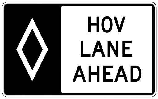 Voie HOV à venir road sign