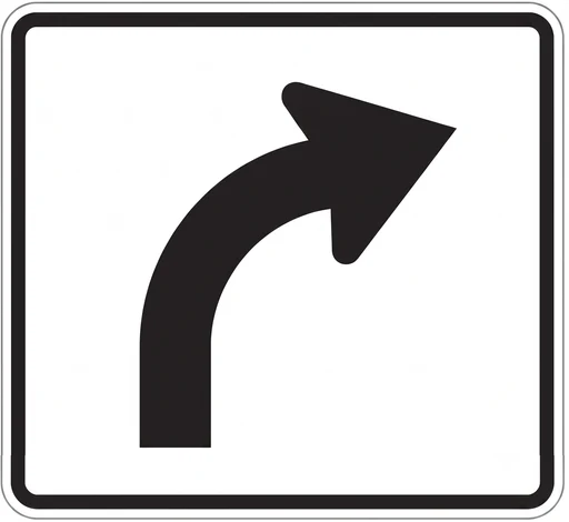 Lane turns right road sign