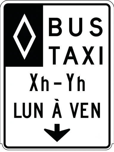 Bus and taxi reserved lane road sign