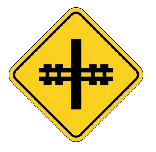 Railway crossing ahead road sign