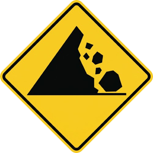 Chute de roches road sign