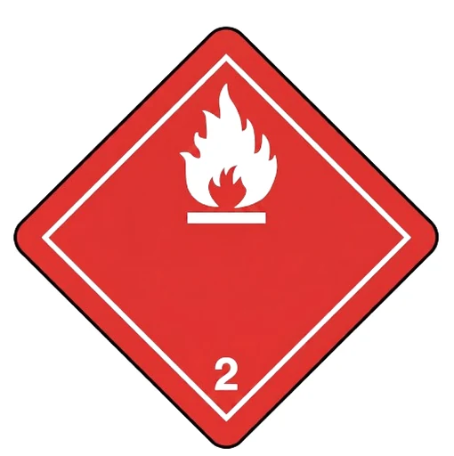 Flammable gas placard (Class 2.1) road sign