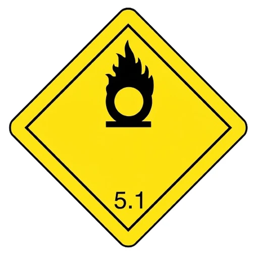 Oxidizers placard (Class 5.1) road sign