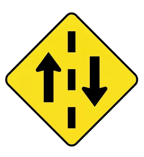Two-way traffic ahead road sign